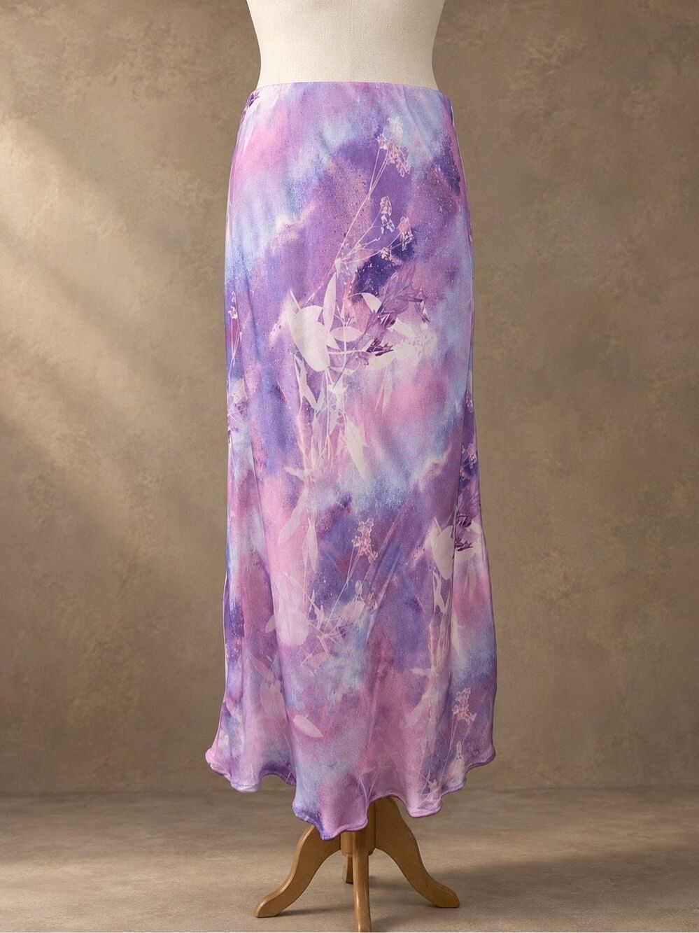 Anthropologie M Tilda Slip Skirt Purple Watercolor Floral Midi